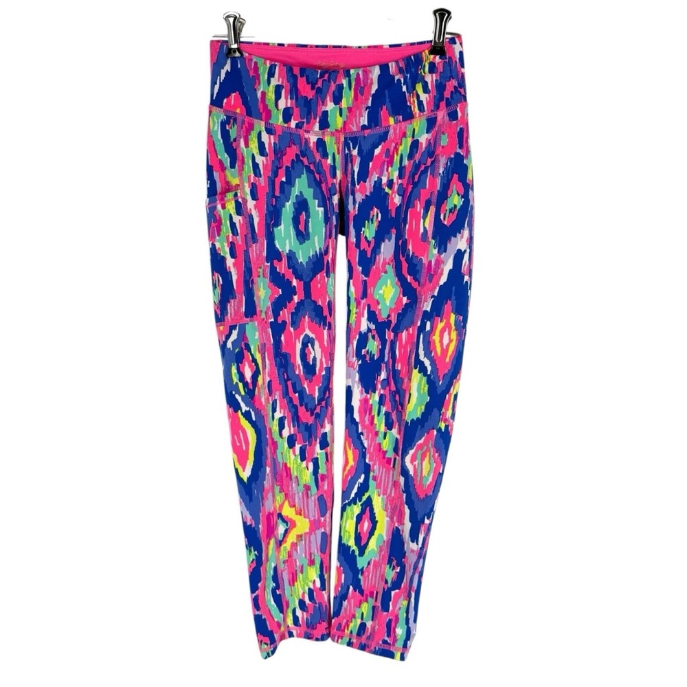 Lilly Pulitzer Luxletic Weekender Leggings Womens Size XS Pink Blue Luminescent